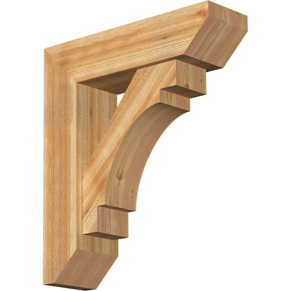 Ekena Millwork Merced Slat Rough Sawn Bracket w/ Offset Brace, Western Red Cedar, 8"W x 28"D x 32"H BKT0806X28X32MRC06RWR - main